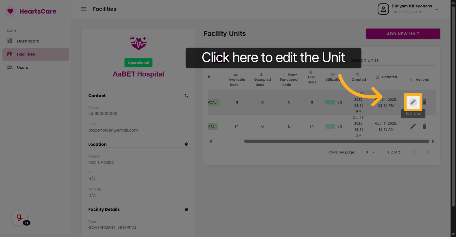 Proceed to Unit Management