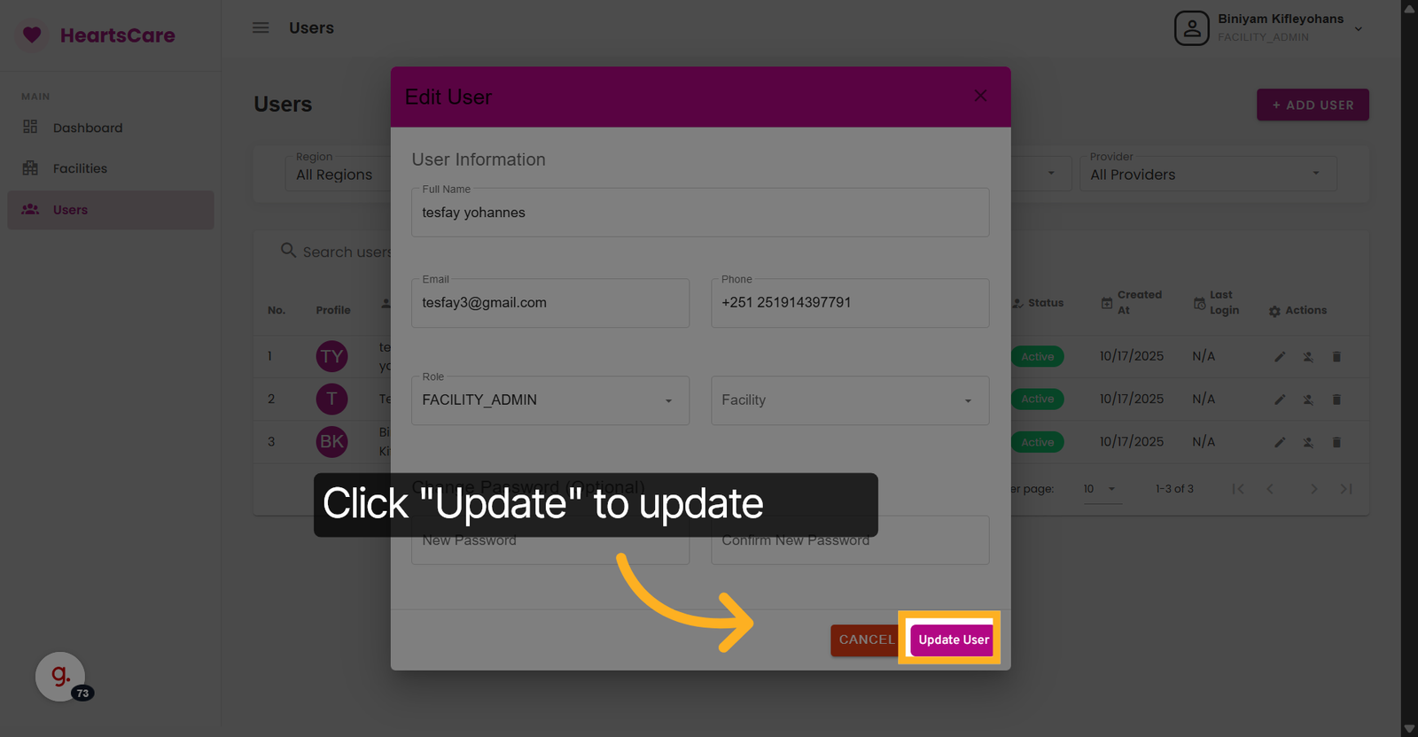 Cancel Password Change