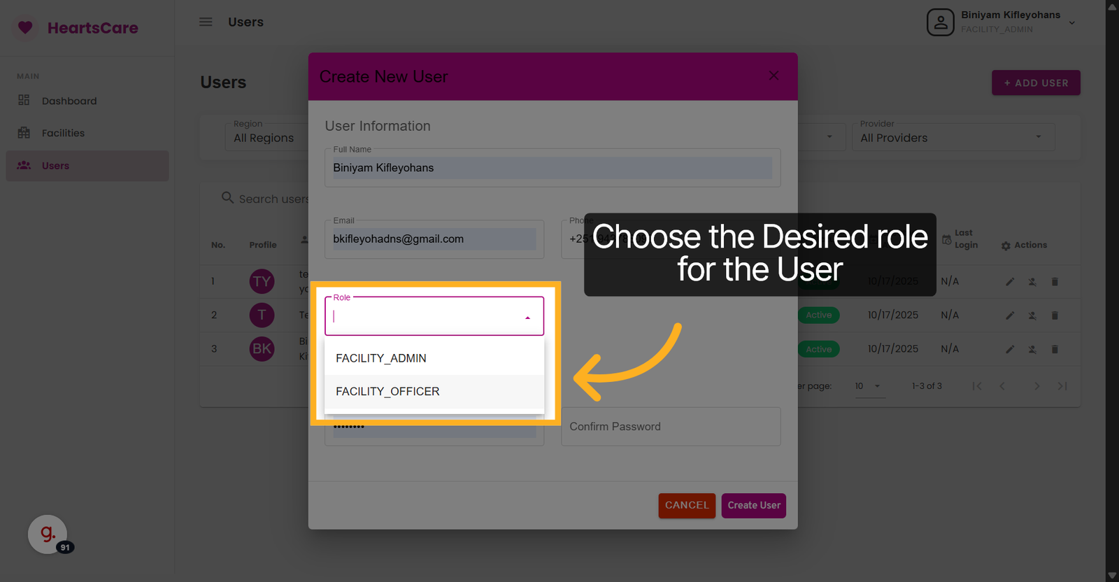 Confirm Role Selection