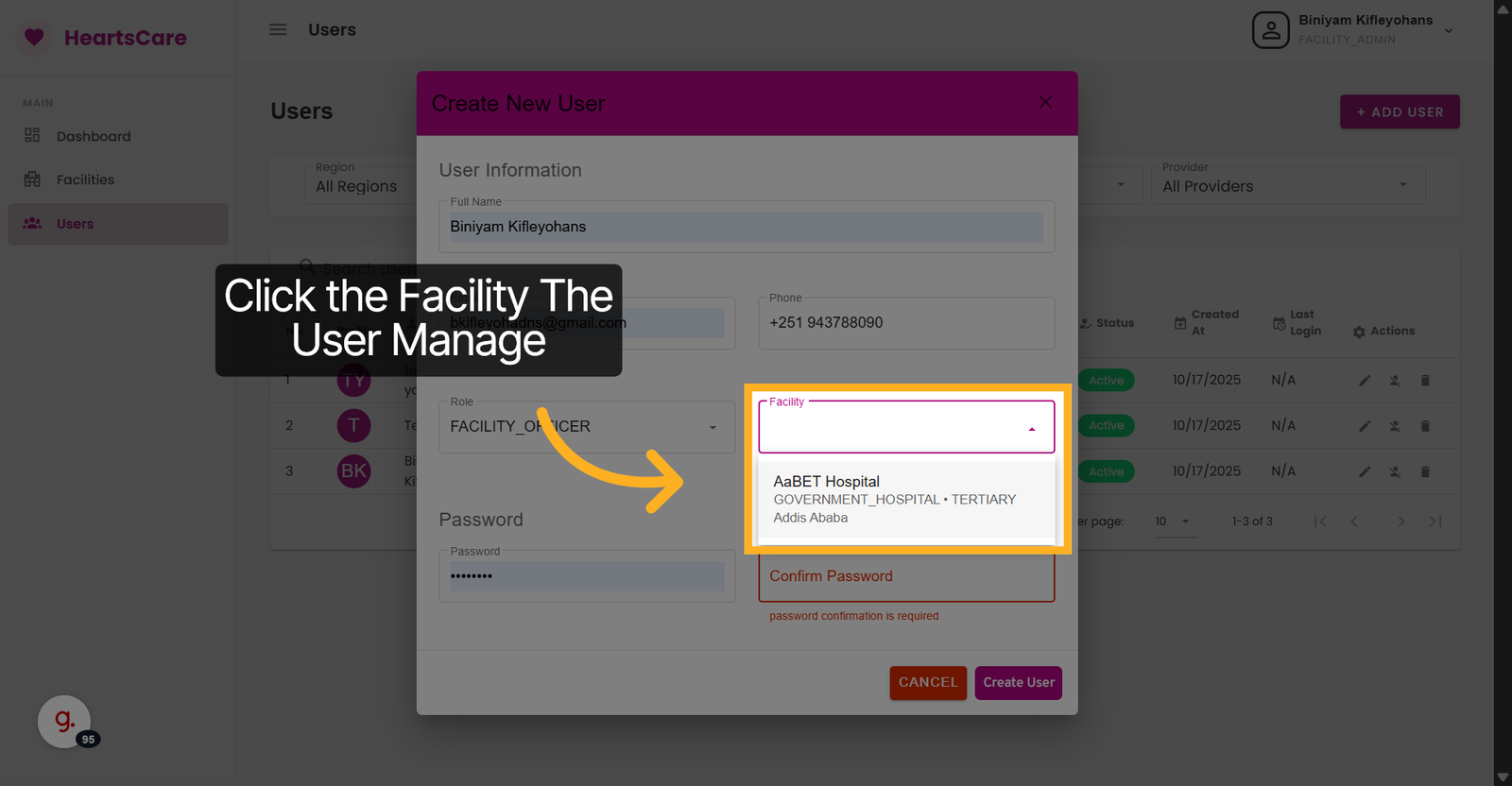 Select Confirm Password Field
